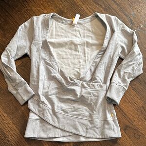 Lucy Light Gray Women's Deep V-Neck Sweatshirt
